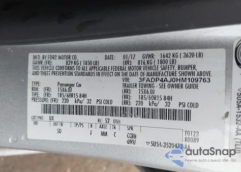 2017 Ford Fiesta S из США, поврежденный, VIN 3FADP4AJ0HM109763